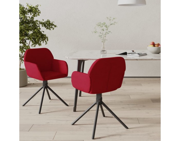 Sonata H Въртящи трапезни столове, 2 бр, виненочервени, кадифе