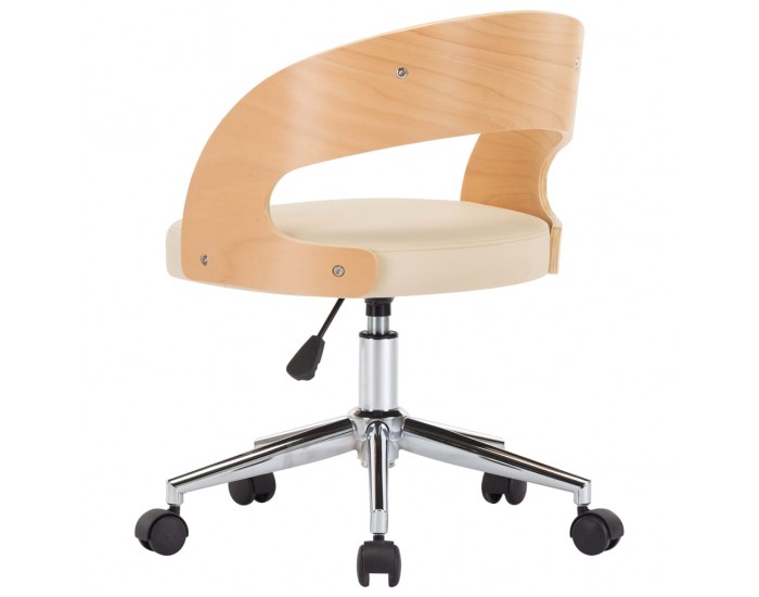 Sonata H Въртящ се трапезен стол, кремав, извито дърво, изкуствена кожа