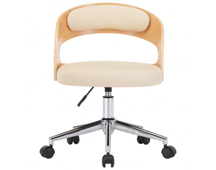 Sonata H Въртящ се трапезен стол, кремав, извито дърво, изкуствена кожа