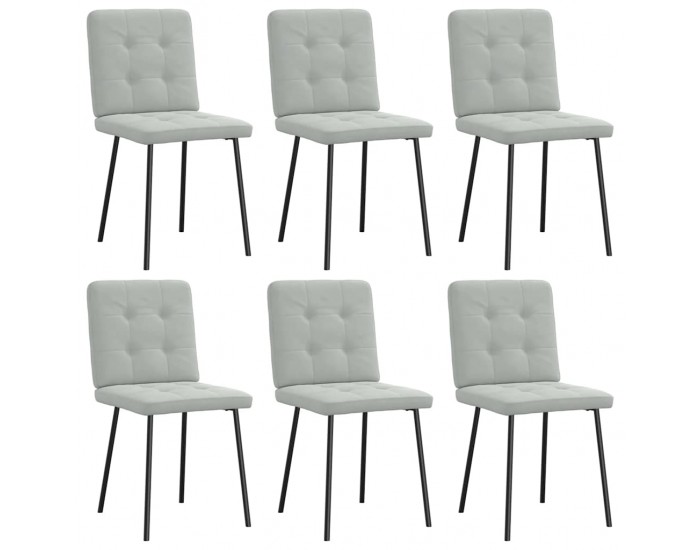 Sonata H Трапезни столове, 6 бр, светлосиви, кадифе