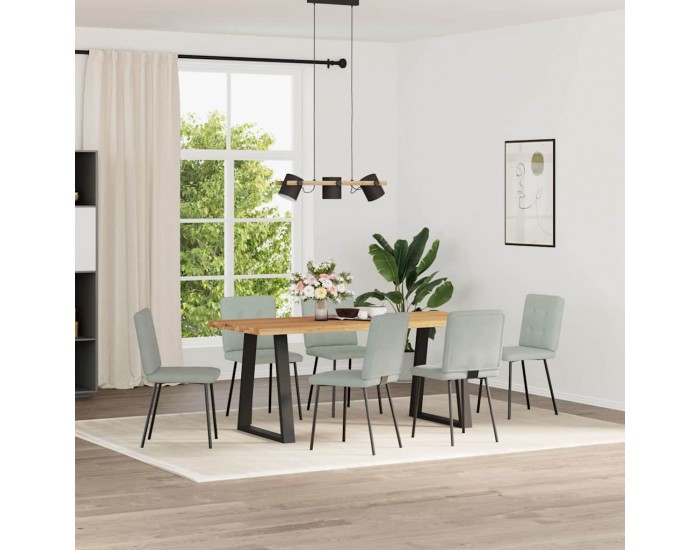 Sonata H Трапезни столове, 6 бр, светлосиви, кадифе