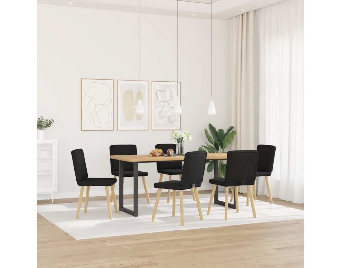 Sonata H Трапезни столове, 6 бр, черни, текстил