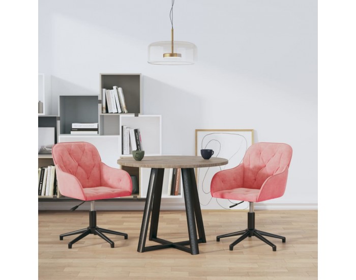 Sonata H Въртящи трапезни столове, 2 бр, розови, кадифе