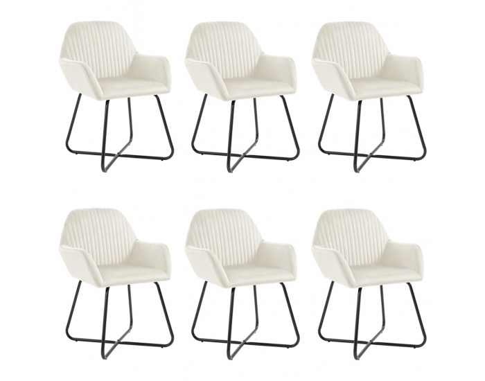 Sonata H Трапезни столове, 6 бр, кремави, кадифе