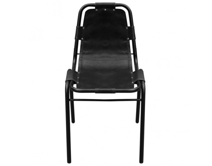 Sonata H Трапезни столове, 4 бр, черни, естествена кожа