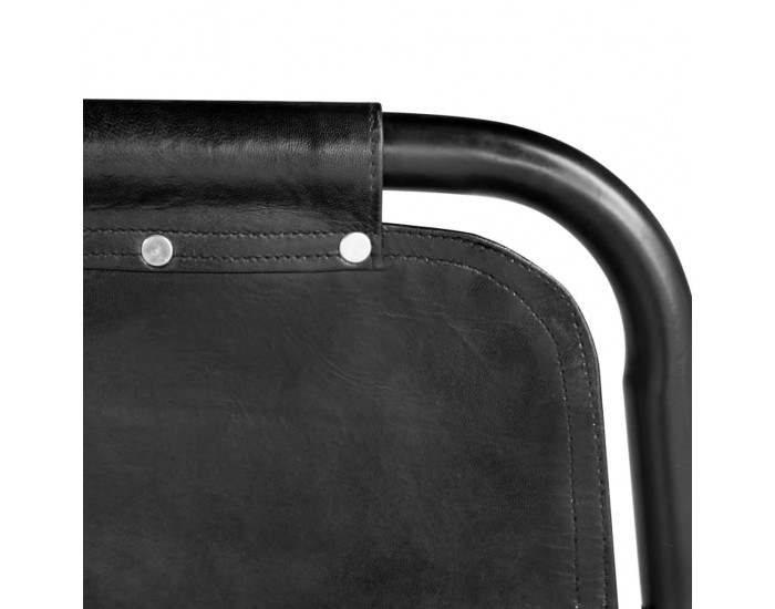 Sonata H Трапезни столове, 4 бр, черни, естествена кожа