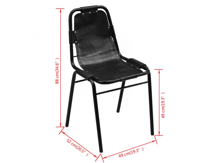 Sonata H Трапезни столове, 4 бр, черни, естествена кожа