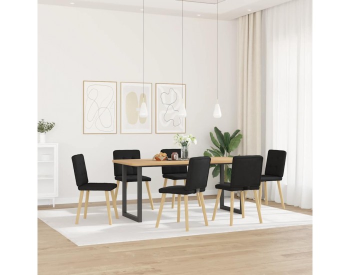 Sonata H Трапезни столове, 6 бр, черни, текстил