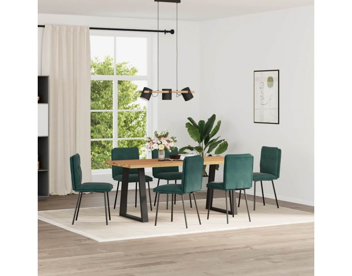 Sonata H Трапезни столове, 6 бр, тъмнозелени, кадифе