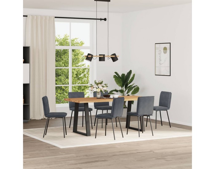 Sonata H Трапезни столове, 6 бр, тъмносиви, кадифе