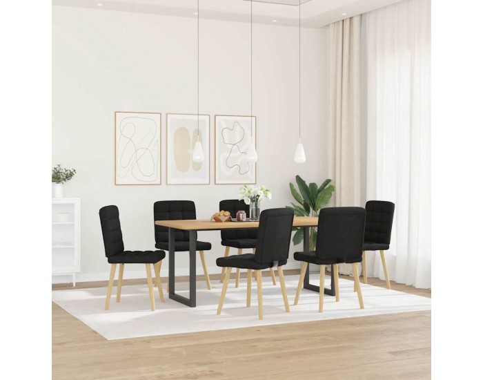 Sonata H Трапезни столове, 6 бр, черни, текстил