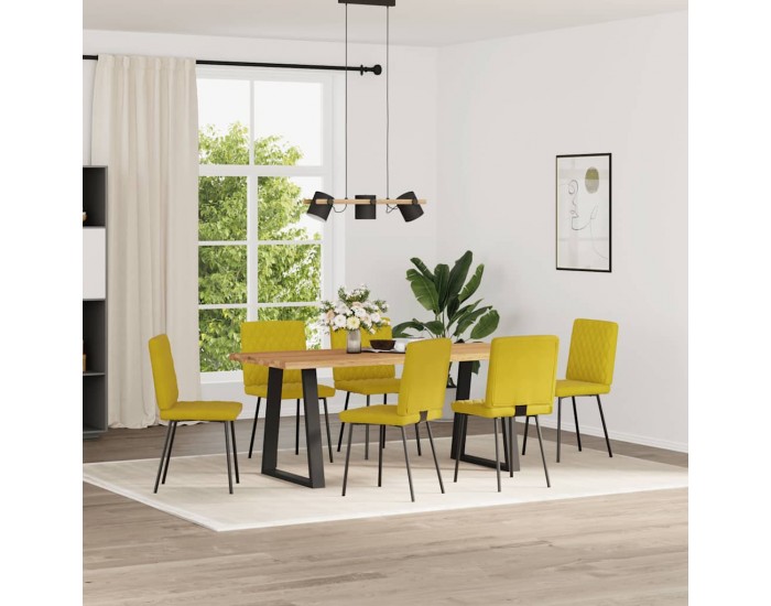 Sonata H Трапезни столове, 6 бр, жълти, кадифе