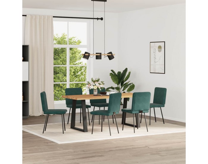 Sonata H Трапезни столове, 6 бр, тъмнозелени, кадифе
