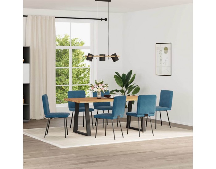 Sonata H Трапезни столове, 6 бр, сини, кадифе