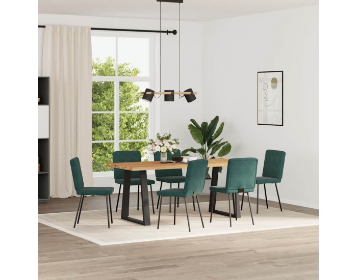 Sonata H Трапезни столове, 6 бр, тъмнозелени, кадифе