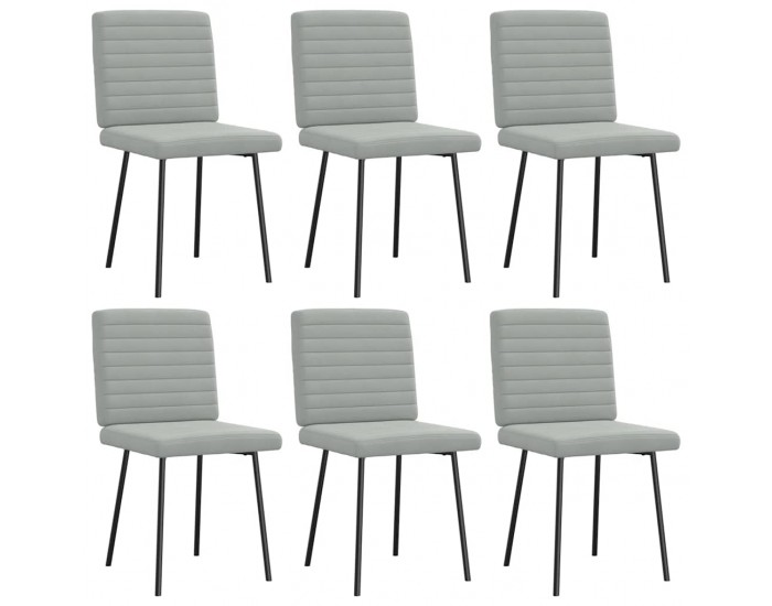 Sonata H Трапезни столове, 6 бр, светлосиви, кадифе