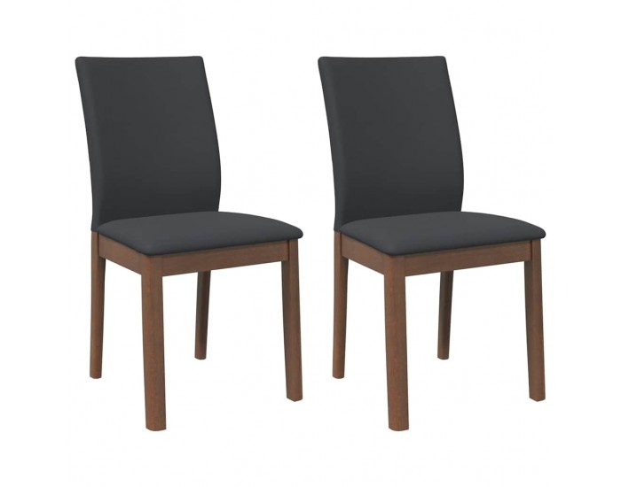 Sonata H Трапезни столове с възглавници 2бр Кафяв масивна дървесина гума