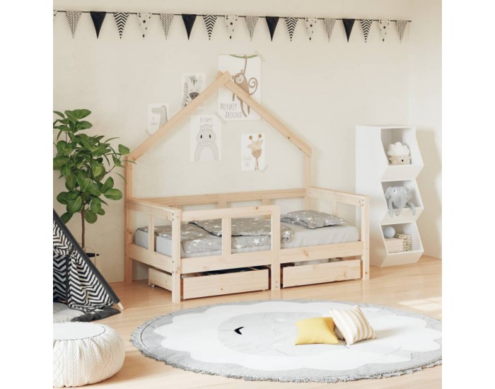 Sonata H Рамка за детско легло с чекмеджета, 70x140 см, бор масив