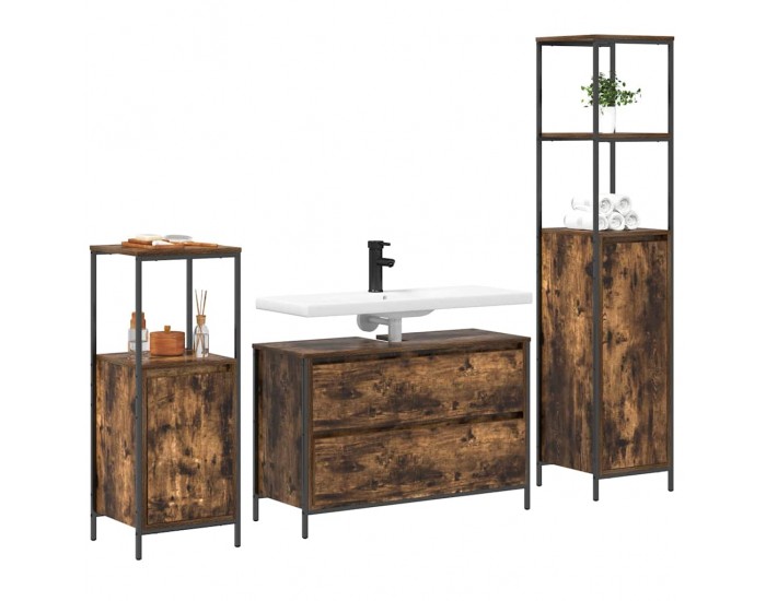 Sonata H Комплект мебели за баня 3 pcs Опушен дъб 90 x 34.5 x 60 см