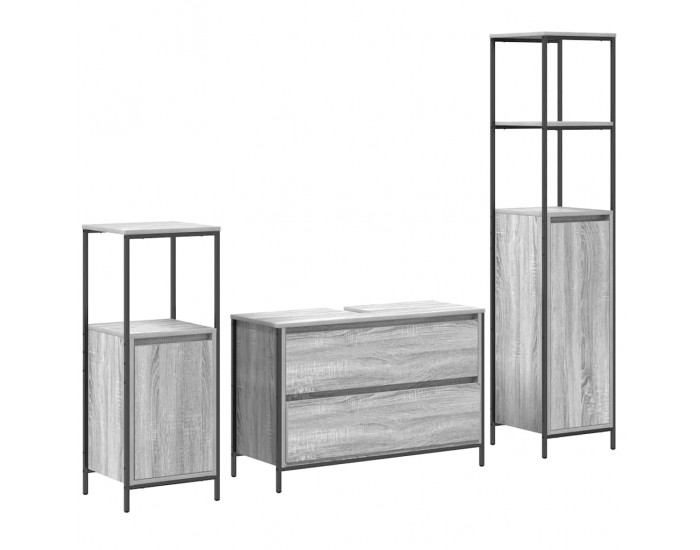 Sonata H Комплект мебели за баня 3 pcs Сив сонома 90 x 34.5 x 60 см