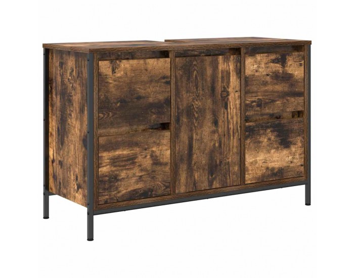 Sonata H Комплект мебели за баня с чекмедже 2 pcs Опушен дъб и черно