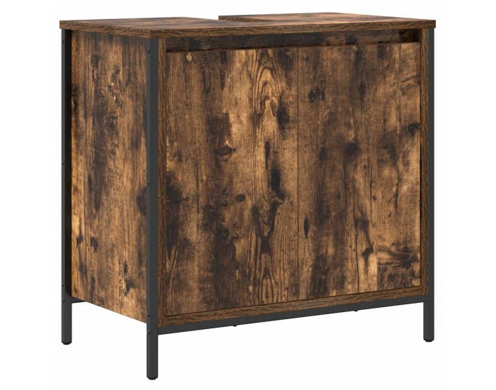 Sonata H Комплект мебели за баня с рафт с врата 3 pcs Опушен дъб и черно