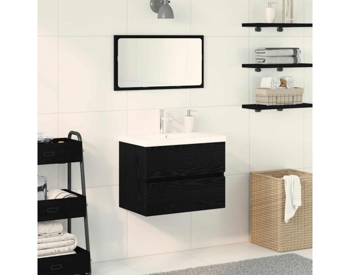 Sonata H Шкаф за мивка с врата Черен дъб 60 x 39 x 62 см Инженерно дърво