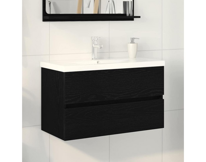 Sonata H Шкаф за мивка с врата Черен дъб 80 x 39 x 62 см Инженерно дърво