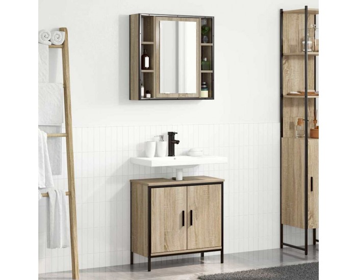 Sonata H Комплект мебели за баня с рафт 2 pcs Кафяво 60 x 30 x 60 cm