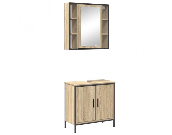 Sonata H Комплект мебели за баня с рафт 2 pcs Кафяво 60 x 30 x 60 cm