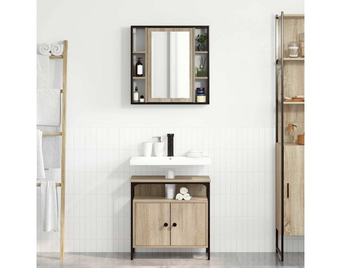 Sonata H Комплект мебели за баня с рафт 2 pcs Кафяво 60 x 30 x 60 cm