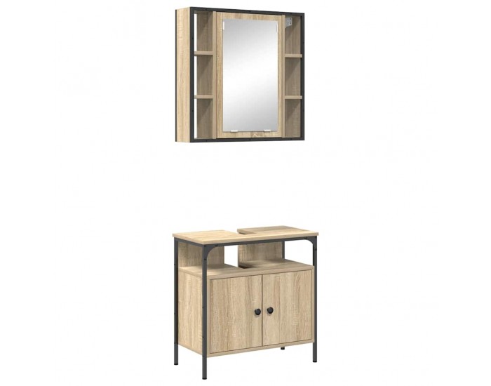 Sonata H Комплект мебели за баня с рафт 2 pcs Кафяво 60 x 30 x 60 cm