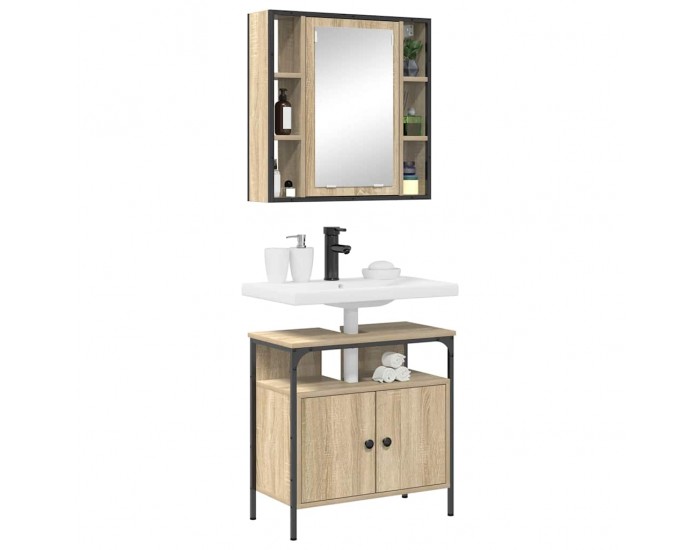 Sonata H Комплект мебели за баня с рафт 2 pcs Кафяво 60 x 30 x 60 cm