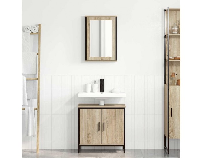 Sonata H Комплект мебели за баня с рафт 2 pcs Кафяво 60 x 30 x 60 cm