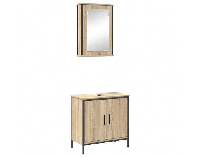 Sonata H Комплект мебели за баня с рафт 2 pcs Кафяво 60 x 30 x 60 cm