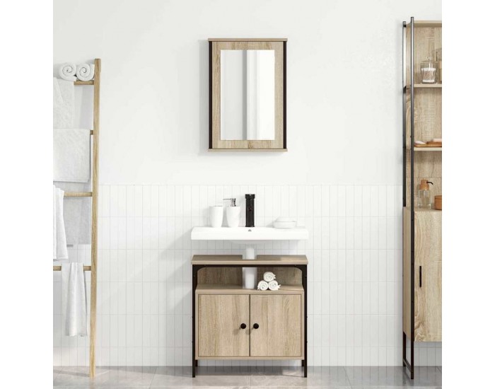 Sonata H Комплект мебели за баня с рафт 2 pcs Кафяво 60 x 30 x 60 cm