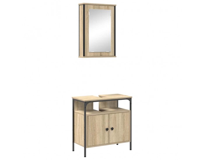 Sonata H Комплект мебели за баня с рафт 2 pcs Кафяво 60 x 30 x 60 cm