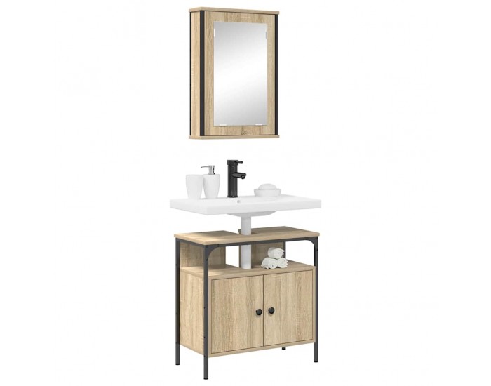 Sonata H Комплект мебели за баня с рафт 2 pcs Кафяво 60 x 30 x 60 cm