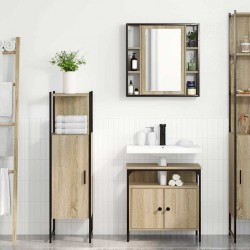 Sonata H Комплект мебели за баня с рафт 3 pcs Кафяво 33 x 33 x 120.5 см - Шкафове за баня