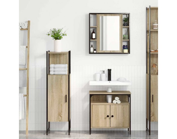 Sonata H Комплект мебели за баня с рафт 3 pcs Кафяво 33 x 33 x 120.5 см