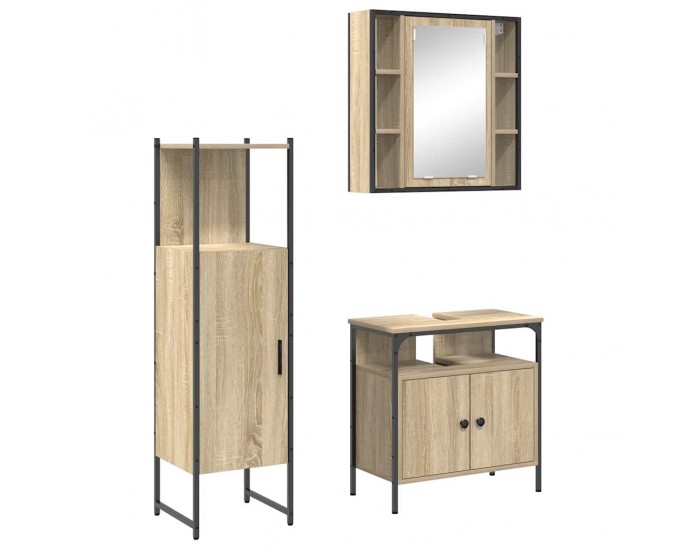 Sonata H Комплект мебели за баня с рафт 3 pcs Кафяво 33 x 33 x 120.5 см