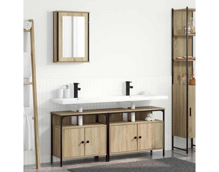 Sonata H Комплект мебели за баня с рафт 3 pcs Кафяво 80 x 30 x 60 cm