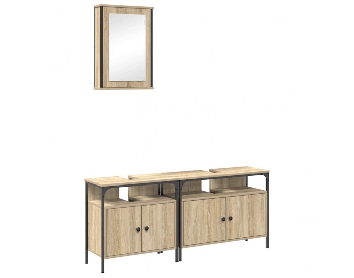 Sonata H Комплект мебели за баня с рафт 3 pcs Кафяво 80 x 30 x 60 cm