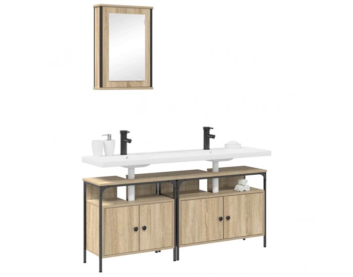 Sonata H Комплект мебели за баня с рафт 3 pcs Кафяво 80 x 30 x 60 cm