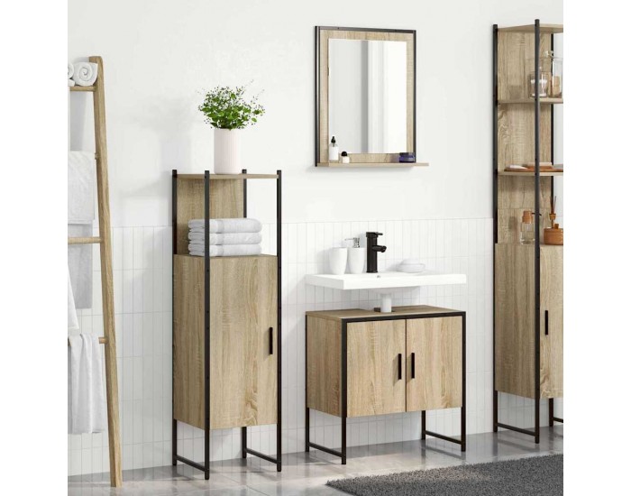 Sonata H Комплект мебели за баня с рафт 3 pcs Кафяво 60 x 33 x 60 см