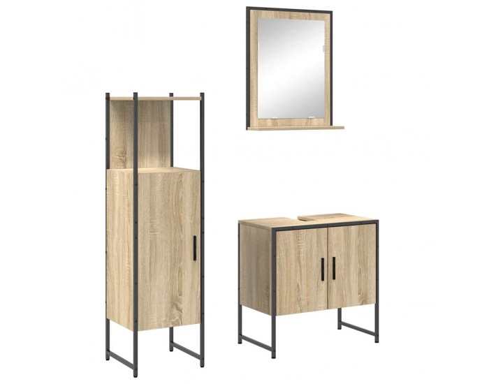 Sonata H Комплект мебели за баня с рафт 3 pcs Кафяво 60 x 33 x 60 см