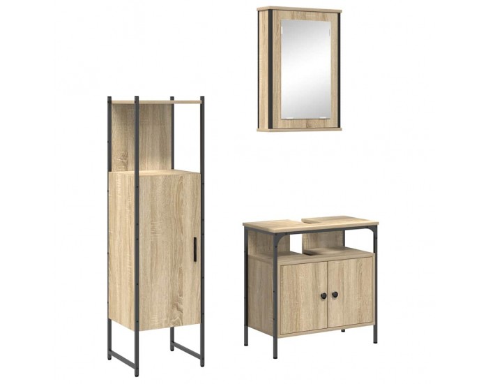 Sonata H Комплект мебели за баня с рафт 3 pcs Кафяво 33 x 33 x 120.5 см