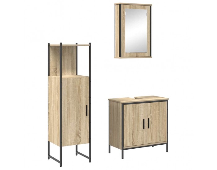 Sonata H Комплект мебели за баня с рафт 3 pcs Кафяво 60 x 30 x 60 cm