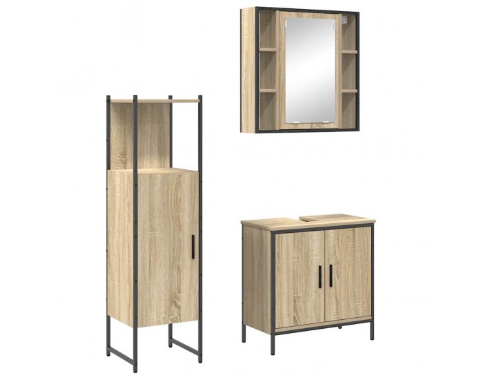 Sonata H Комплект мебели за баня с рафт 3 pcs Кафяво 60 x 30 x 60 cm