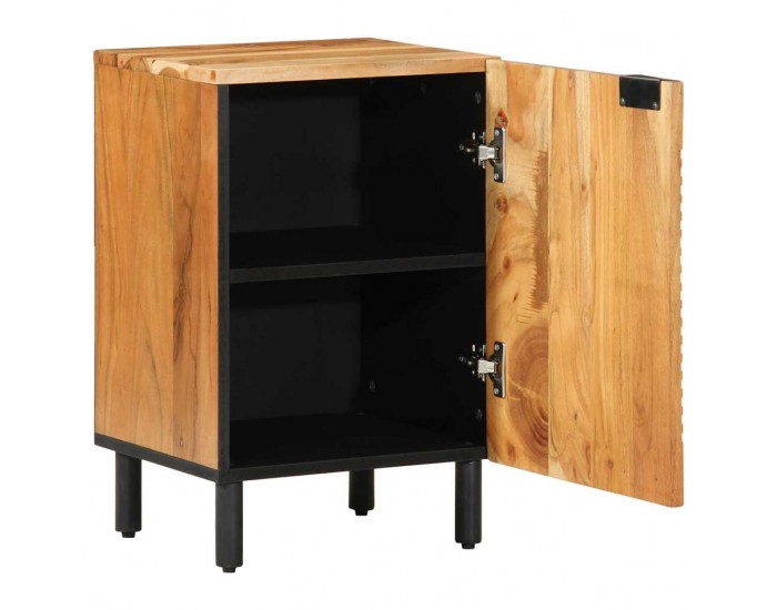 Sonata H Шкаф за баня с рафт с врата Кафяво Масивна акациева дървесина